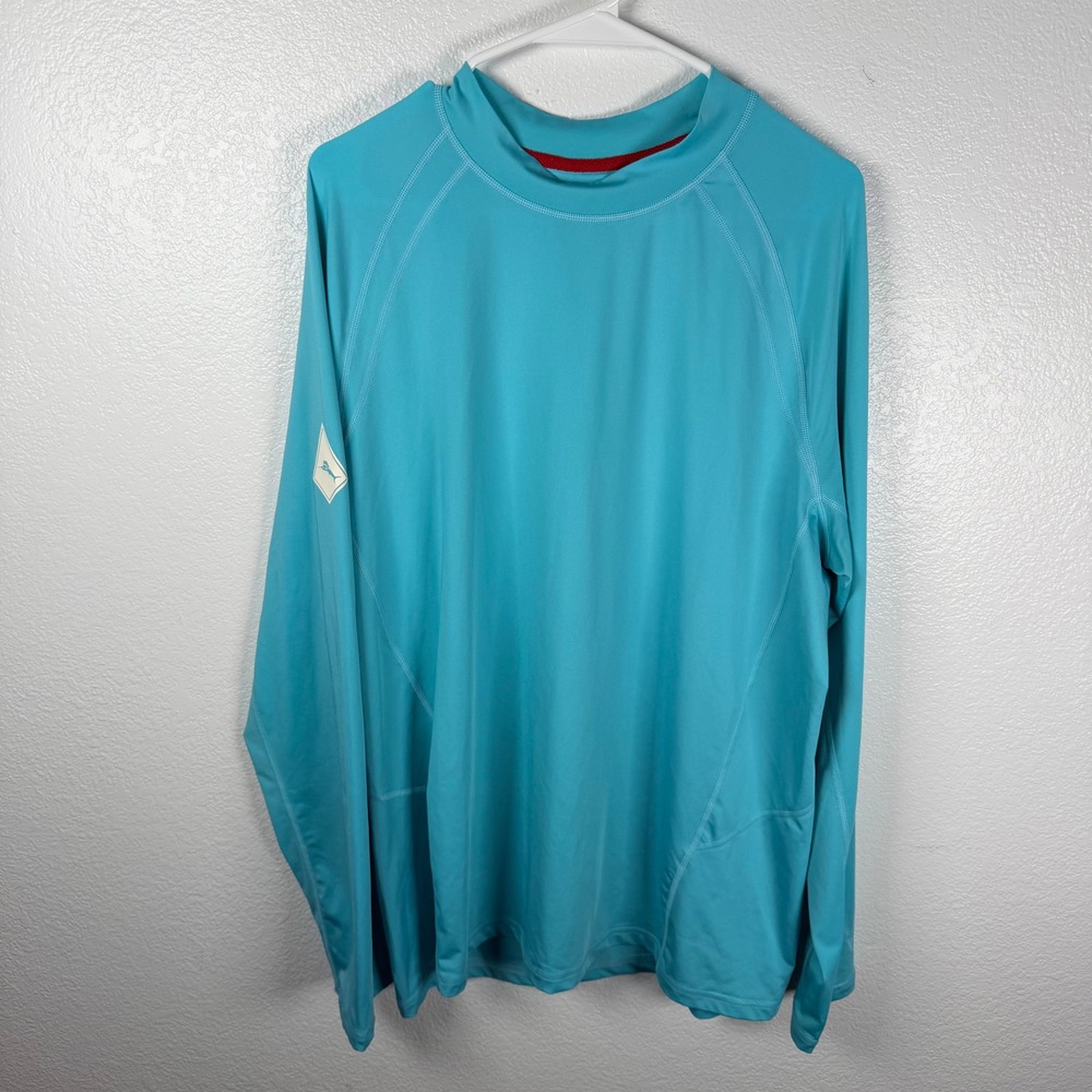 Tommy Bahama Relax UV Tech Rash Guard Large Blue UPF 30 TR215945 Fishing Sun